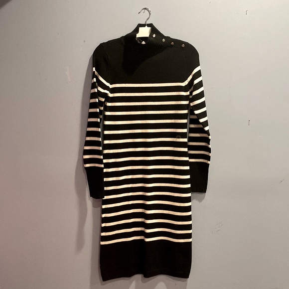 NEW NY&C Midi Knit Black &White Striped Sheath Dress. Size S - Picture 1 of 4